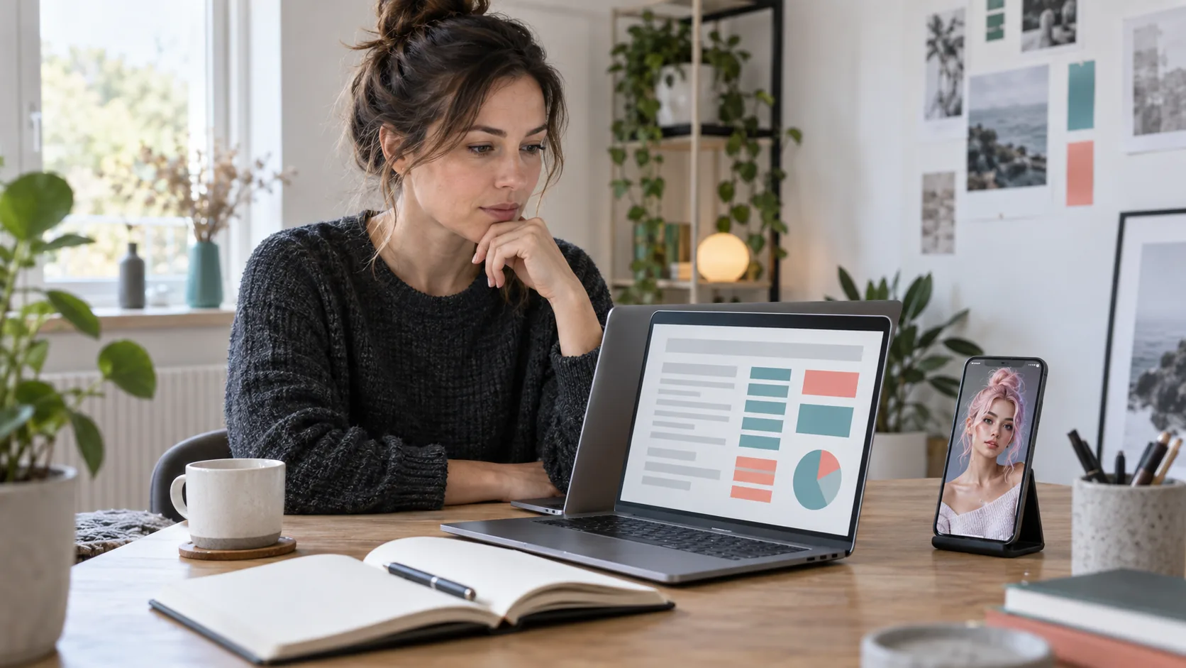 Creator prüft am Laptop den Preis und die Kostenbausteine eines AI-Influencer-Workflows